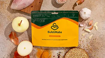Сублімована їжа SubliMate — зелена гречка з індичкою Сублімована їжа SubliMate — зелена гречка з тушкованою індичкою та натуральними складниками