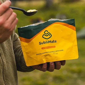 Банош Карпатський з бринзою SubliMate як готова їжа для походів і подорожей