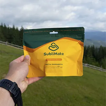 Сублімована їжа SubliMate — сочевичний даал Сублімована їжа SubliMate з сочевицею, овочами, спеціями та копченостями
