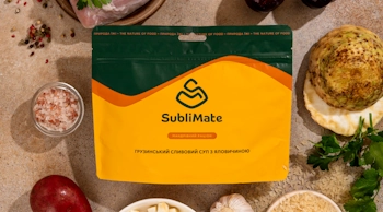 Упаковка грузинського сливового супу SubliMate та натуральні складники — сублімована їжа швидкого приготування